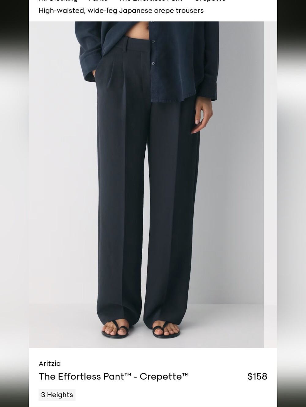 Aritzia Wilfred The Effortless Pant In dark Night Navy